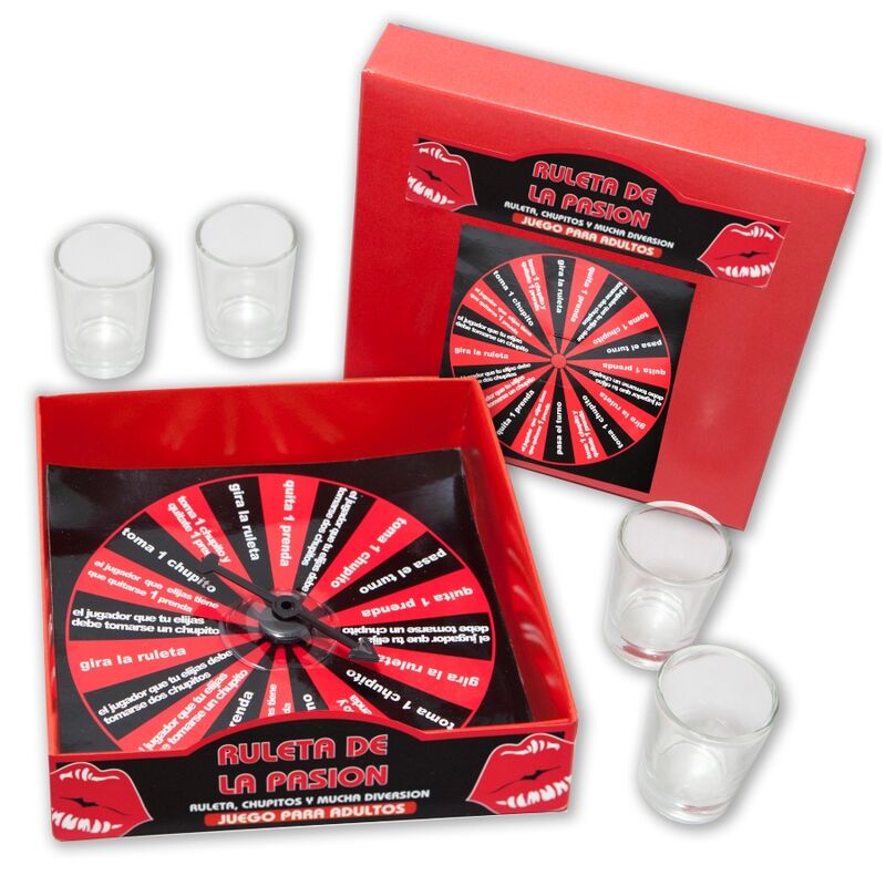 Jeu Coquin Roulette de la Passion avec 4 Verres - Diablo Picante