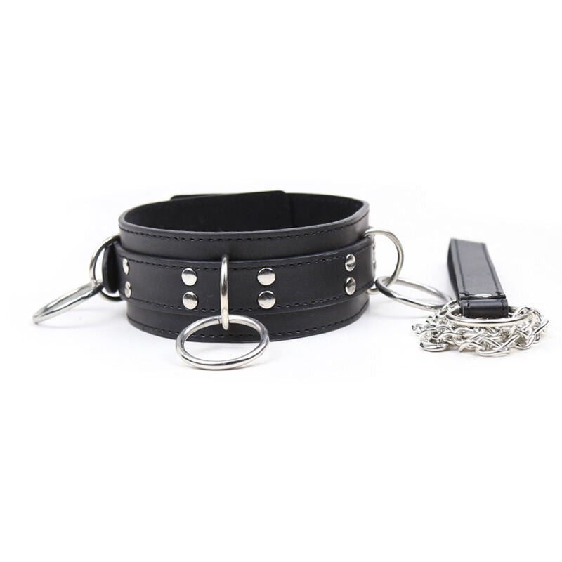 Ohmama fetish - collier de soumission avec 3 anneaux
