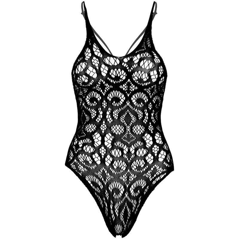 Teddy Lingerie Dentelle Volutes Noir - Leg Avenue