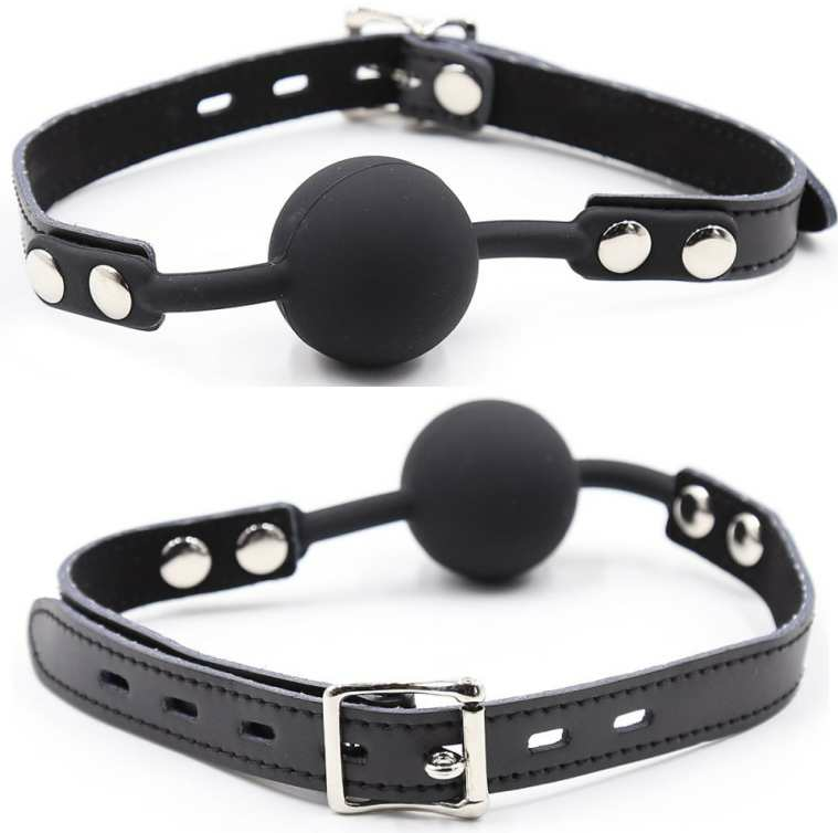 Ohmama fetish - bâillon balle en silicone avec ceinture en cuir (cadenas inclus)