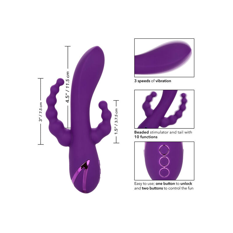 Sextoy Triple Stimulation Long Beach Bootylicious Violet - CalExotics