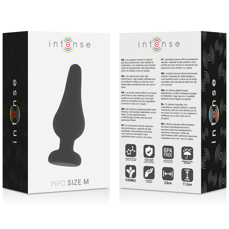 Plug Anal Pipo Taille M Noir 11 cm - Intense