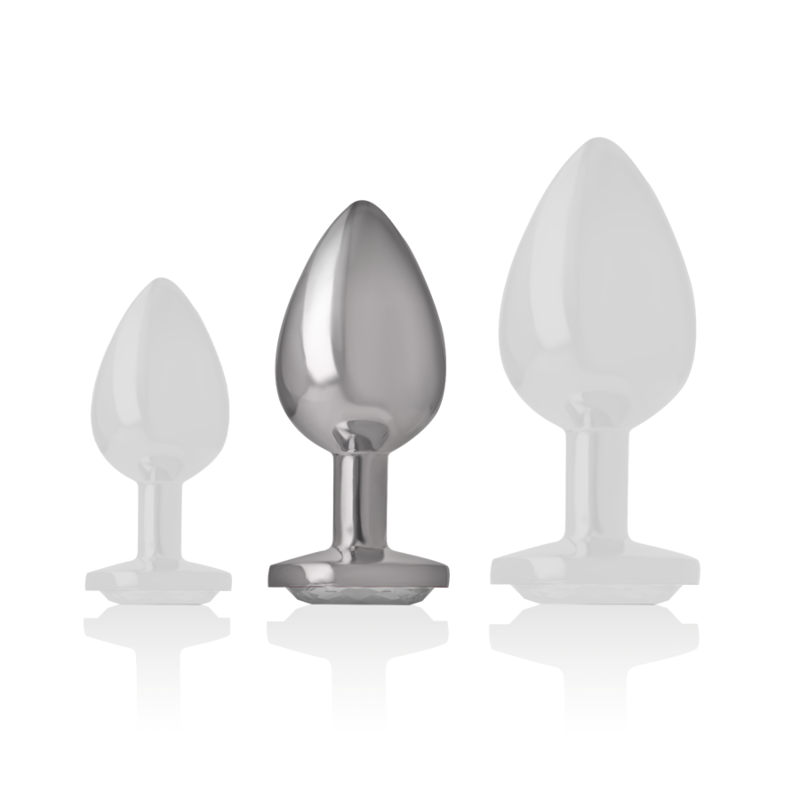 Plug Anal Métal Cristal Diamant Argent Taille M - Intense