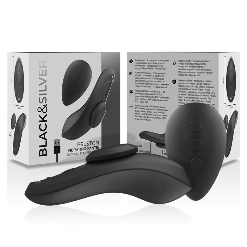 Culotte Vibrante Rechargeable Preston Noire - Black&Silver