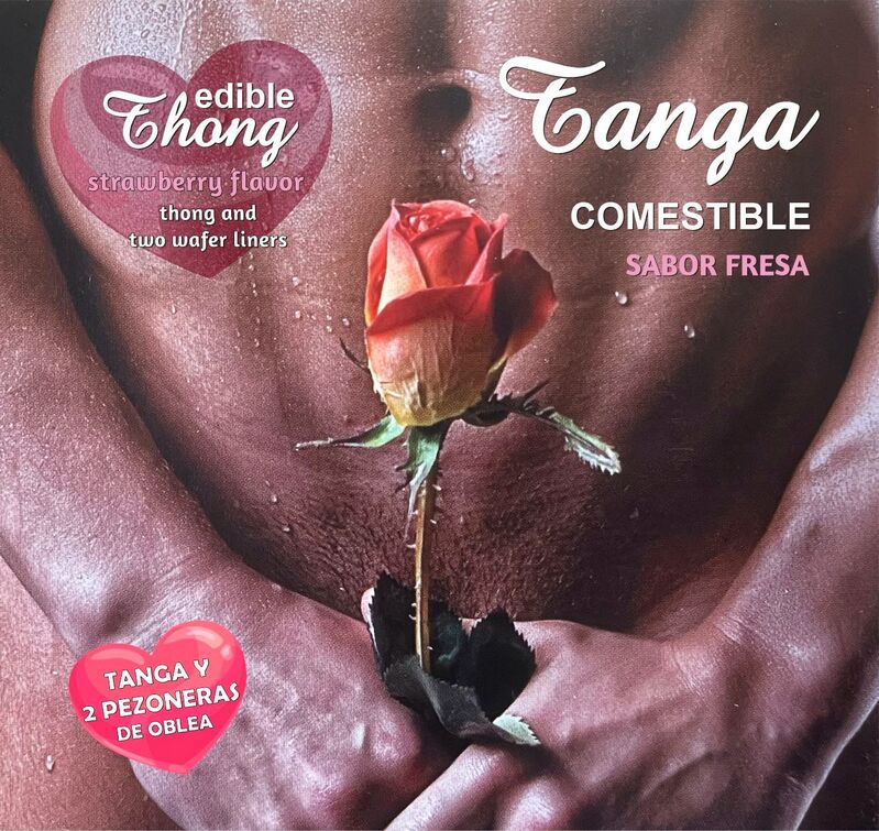 Ensemble Comestible String & Cache-Tétons Fraise Homme - Hotflowers