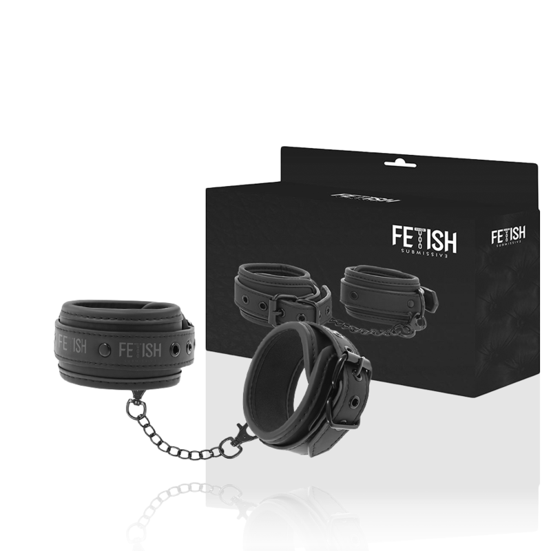 Fetish Submissive – Menottes de Cheville BDSM en Cuir Synthétique Noir