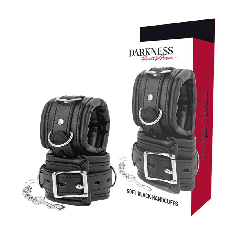 Darkness – Menottes bondage en cuir rembourrées noires