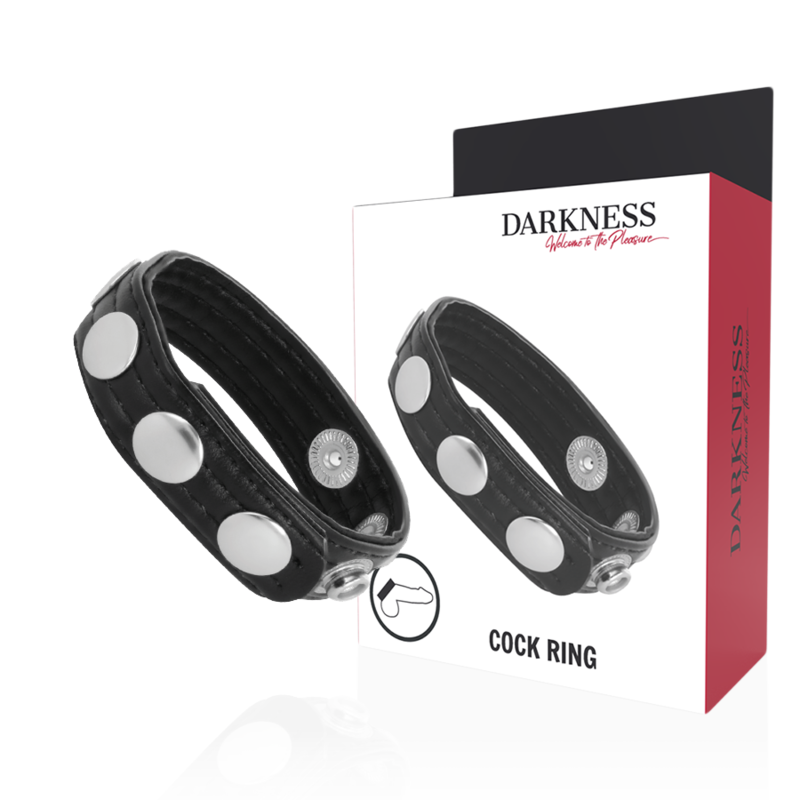 Anneau Pénien Ajustable en Cuir Noir - Darkness - Darkness