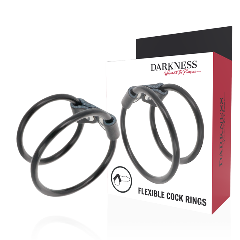 Anneau Pénien Double Flexible Cuir et Caoutchouc - Darkness - Darkness