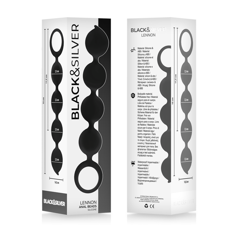 Chapelet Anal Lennon 4 Sphères Silicone 15cm - Black & Silver