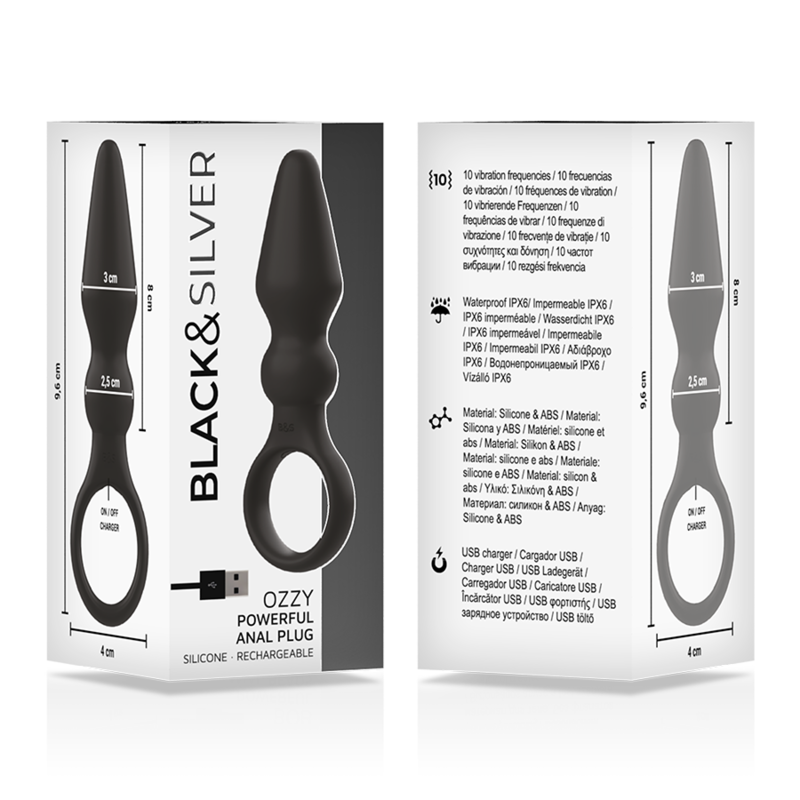 Plug Anal Vibrant Ozzy Silicone Double Couche - Black&Silver