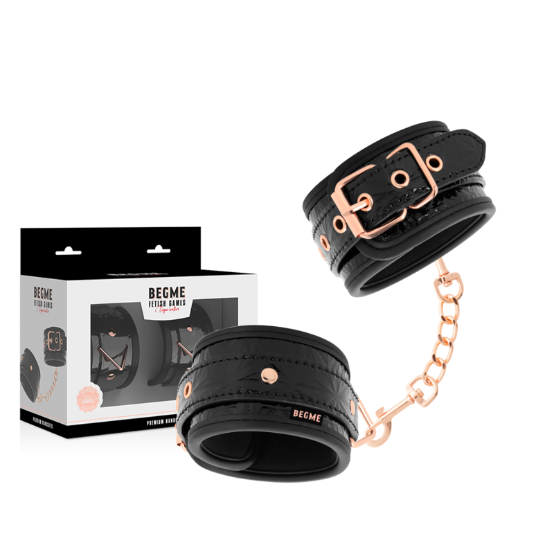 Menottes BDSM Black Edition Premium Cuir Vegan - Begme - Begme Fetish Games