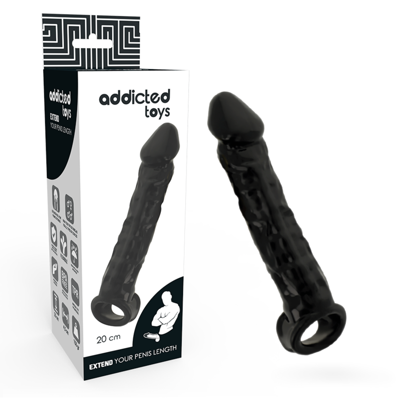 Gaine Pénienne Manchon Pénis +2,5cm Noir - Addicted Toys