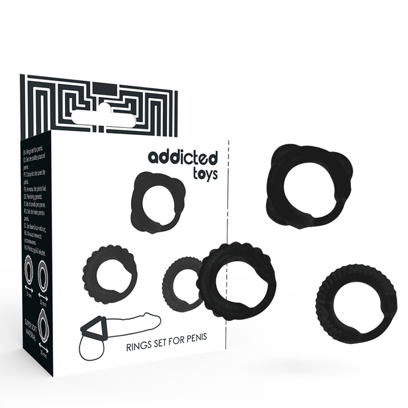 Anneaux Péniens Ensemble C-Ring Noir - Addicted Toys