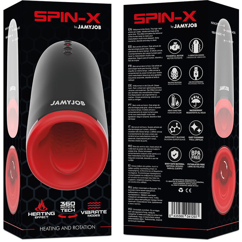 Masturbateur Masculin Spin-X Chauffant avec Rotation - JAMYJOB