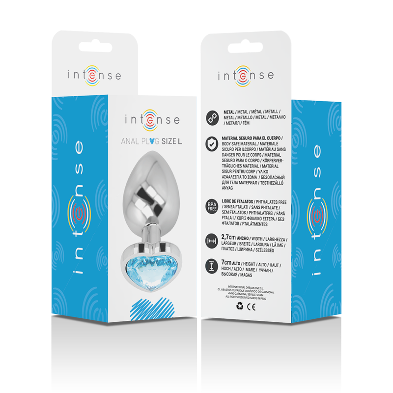 Plug Anal Métal Cœur Intense Bleu Taille L - Intense