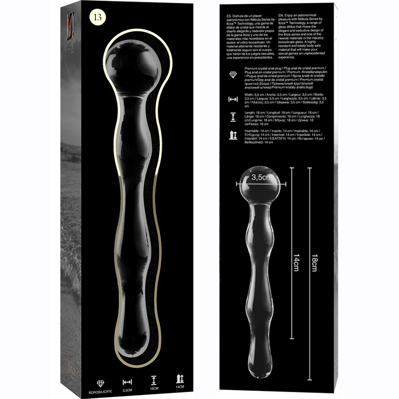 Gode en Verre Nebula Modèle 13 Transparent 18cm - Ibiza