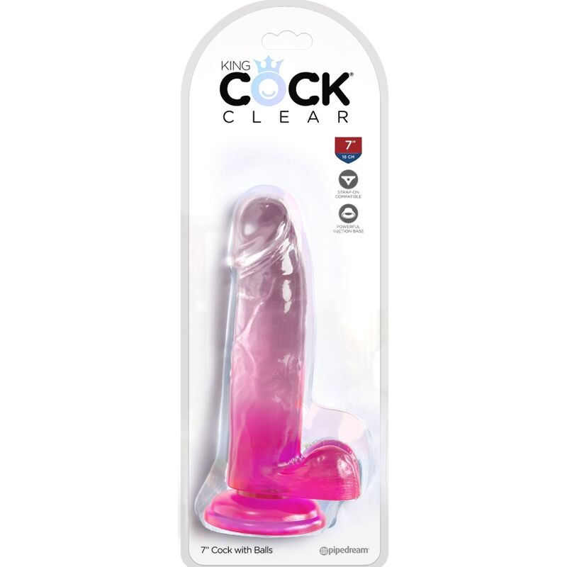 Gode Réaliste King Cock Clear Translucide Rose 15,2cm - Pipedream