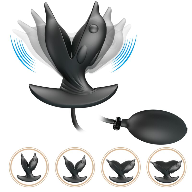 Plug Anal Gonflable en forme de Dauphin Noir - Pretty Love