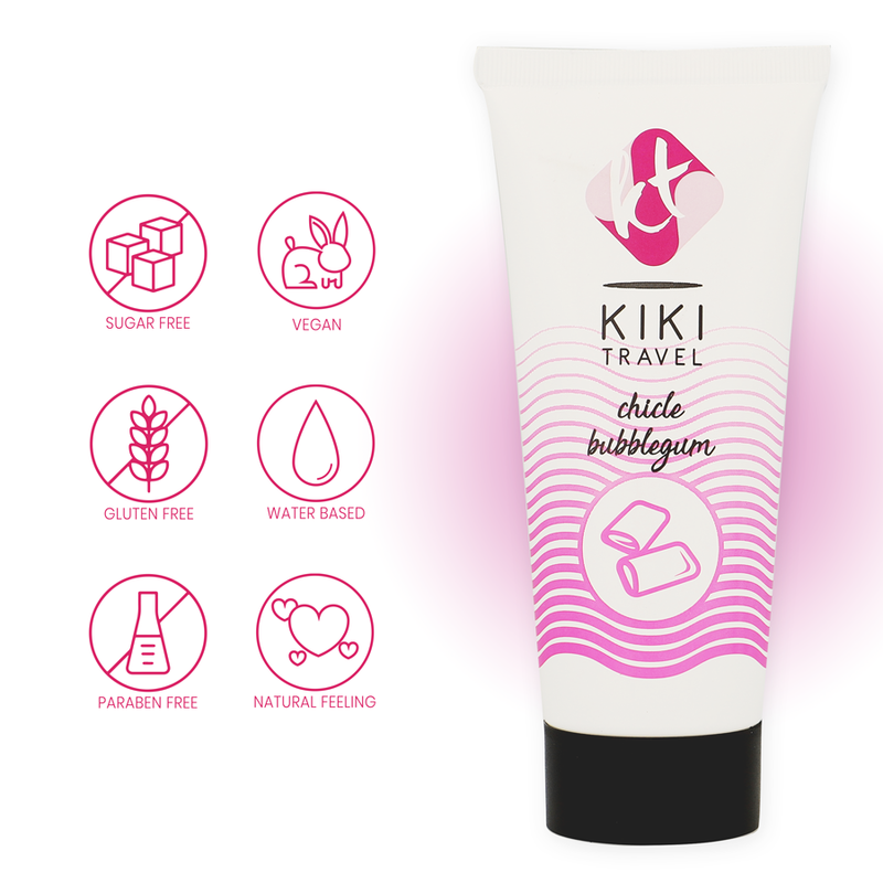 Kikí Travel - Lubrifiant Saveur Chewing-gum Fraise à base d’eau - 50 ml