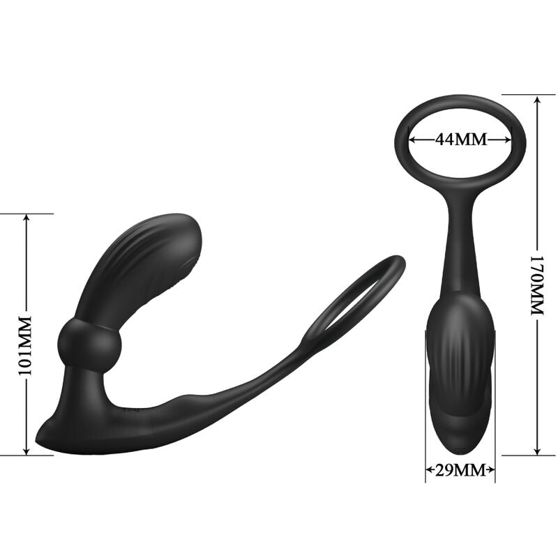 Anneau Pénien et Plug Anal Vibrant Warren Noir - Pretty Love - PRETTY LOVE BOTTOM