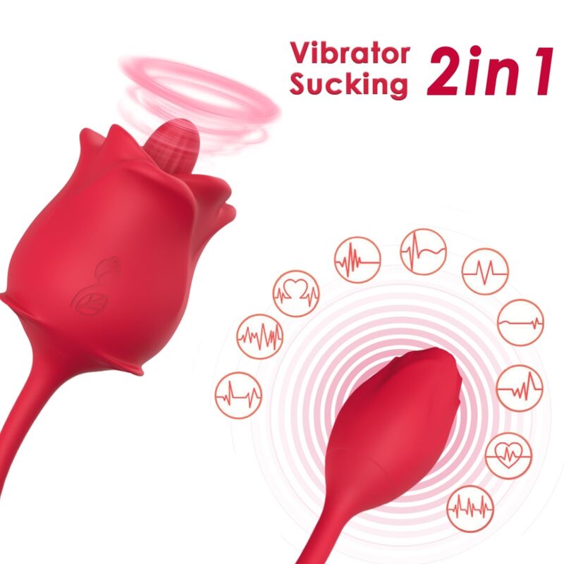 Stimulateur Clitoridien Rose 2 en 1 Aspiration Rouge - Armony
