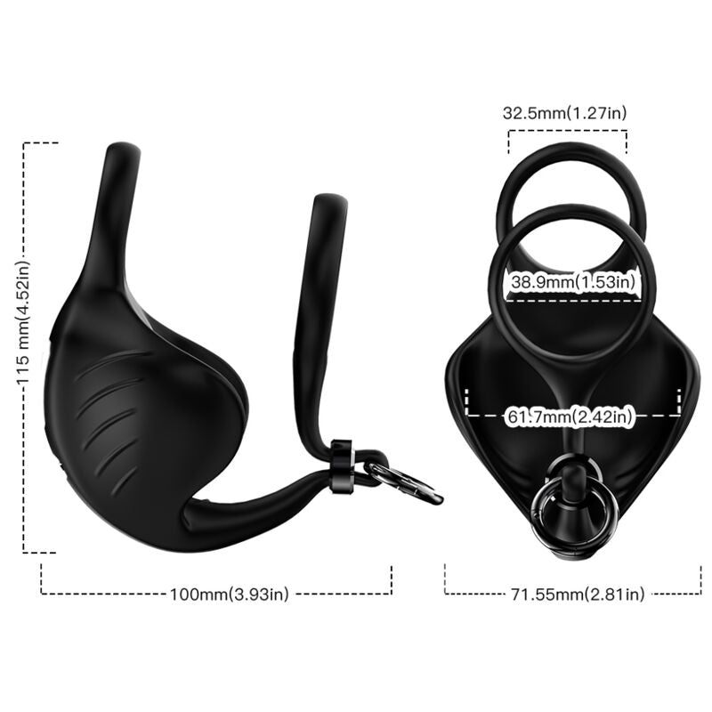 Anneau Pénien Vibrant Manta Scrotum Noir - Armony
