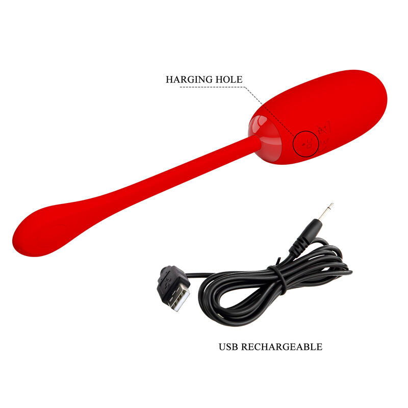 Pretty Love – Oeuf vibrant Étanche et Rechargeable en silicone – Rouge