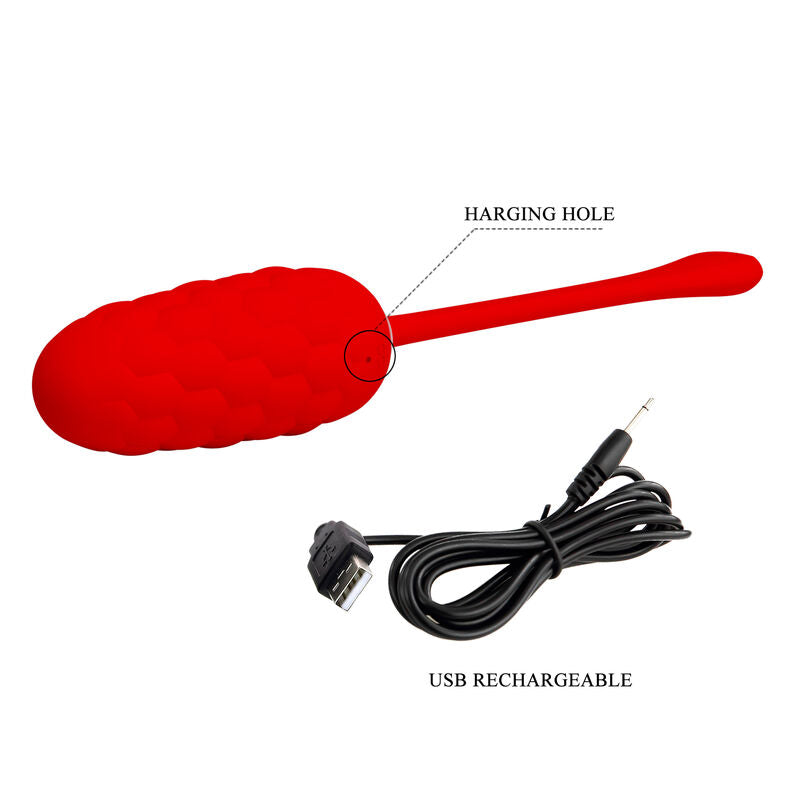 Œuf Vibrant Pretty Love Texturé Rechargeable Rouge - Pretty Love