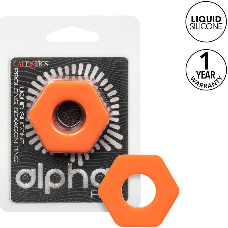 Anneau Pénien Alpha Liquid Silicone Prolong Sexagon Orange - CalExotics