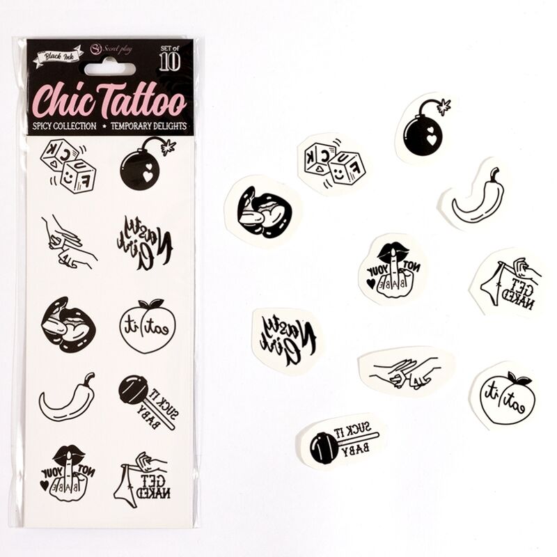 Secret Play - 10 Tatouages Temporaires Spicy Collection