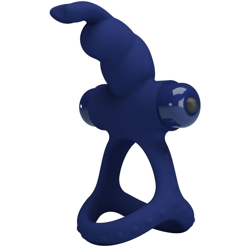 Anneau Pénien Double Vibrant Luchito Lapin Bleu - Pretty Love