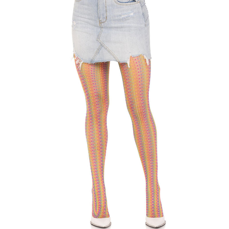 Collants Résille Crochet Arc-en-Ciel Multicolore - Leg Avenue