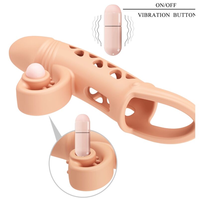Romance - Gaine Pénis Vibrant avec anneau Beige