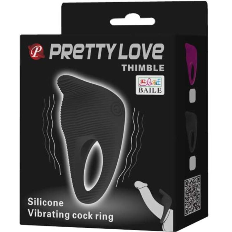 Anneau Vibrant Thimble Noir - Pretty Love