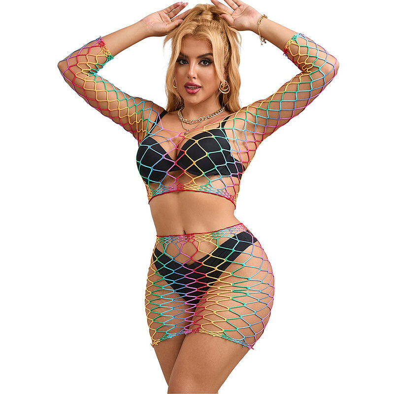 Ensemble Lingerie Résille 2 Pièces Arc-en-Ciel - Subblime - SUBBLIME SETS