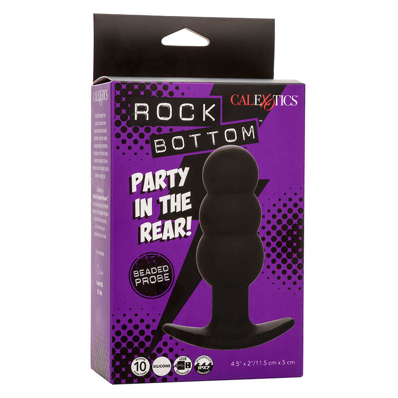 Plug Anal Vibrant Rock Bottom Perlé Noir - CalExotics