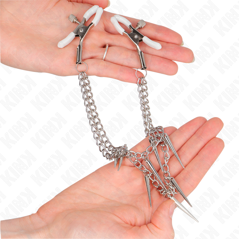 KINK – Pinces à tétons avec chaîne à pointes – 30 cm