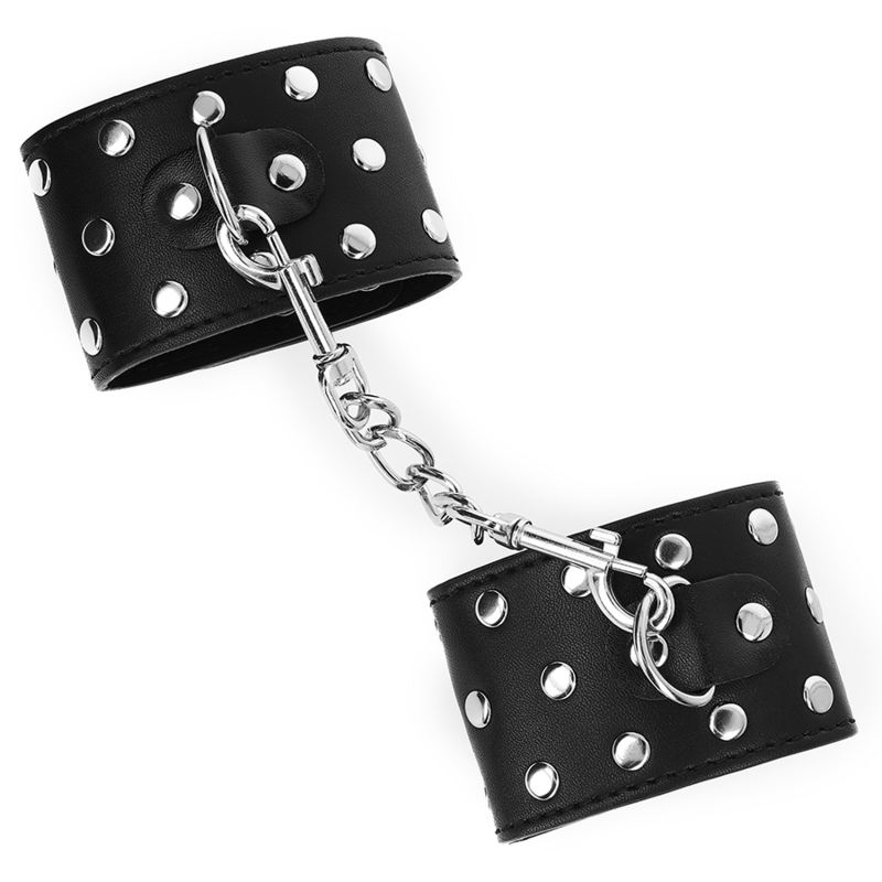 Menottes Cuir KINK Rivets Noires Ajustables 19-24cm - KINK - KINK WRIST RESTRAINT