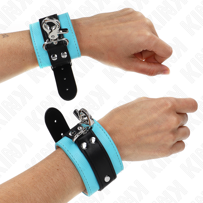 Menottes KINK Appui-Poignets Verrouillables Premium Noir/Bleu - KINK - KINK WRIST RESTRAINT