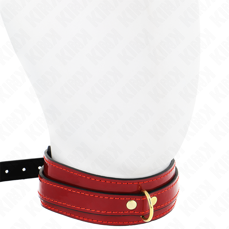 Collier BDSM Ajustable Rouge Vin Détails Dorés - KINK - KINK COLLAR & GAG