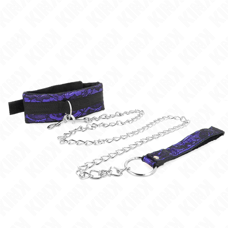Collier BDSM Dentelle Velours avec Laisse 105cm - KINK - KINK COLLAR & GAG