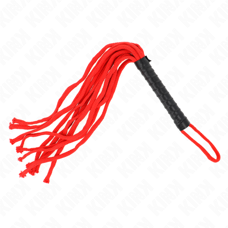 KINK - Mini Fouet BDSM avec Corde Rouge - 56 cm