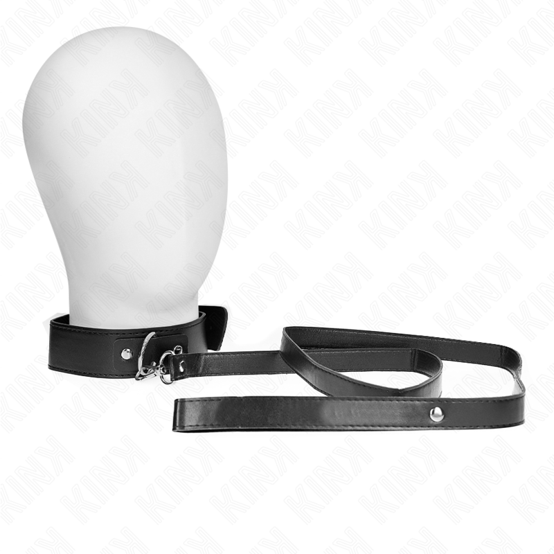Collier BDSM avec Laisse 116 cm Noir Ajustable - KINK - KINK COLLAR & GAG