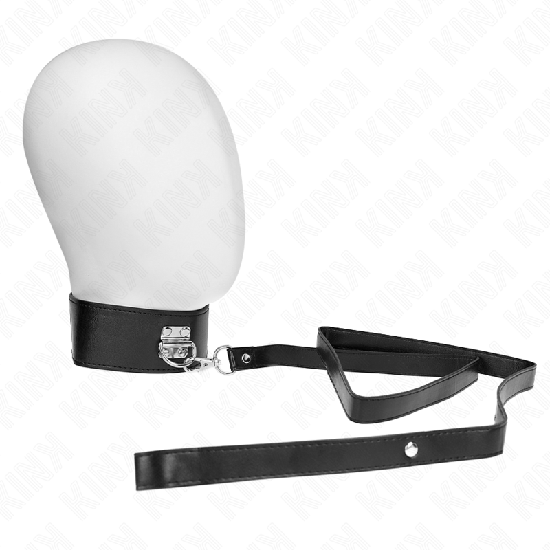 Collier BDSM avec Laisse 116cm Réglable Noir - KINK - KINK COLLAR & GAG