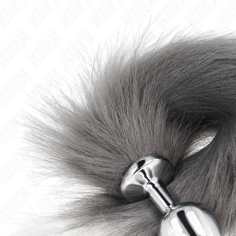 Plug Anal Queue de Renard Gris et Blanc Synthétique 40 cm Taille M - KINK