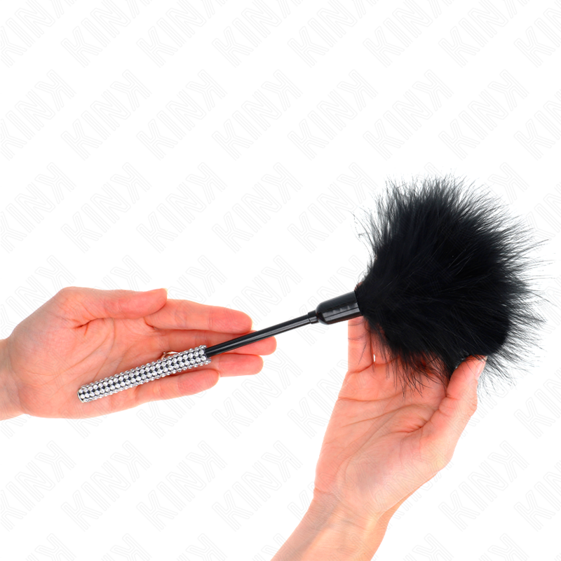 Plumeau Érotique Plumes Chatouilles Manche Strass 27cm - Kink - KINK IMPACT & TOUCH