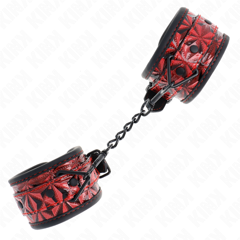Menottes BDSM Motif Diamant Rouge Réglables 17-26cm - KINK - KINK WRIST RESTRAINT
