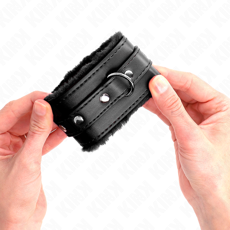 Appui-poignets fourrure premium noir ceinture réglable - Kink - KINK WRIST RESTRAINT