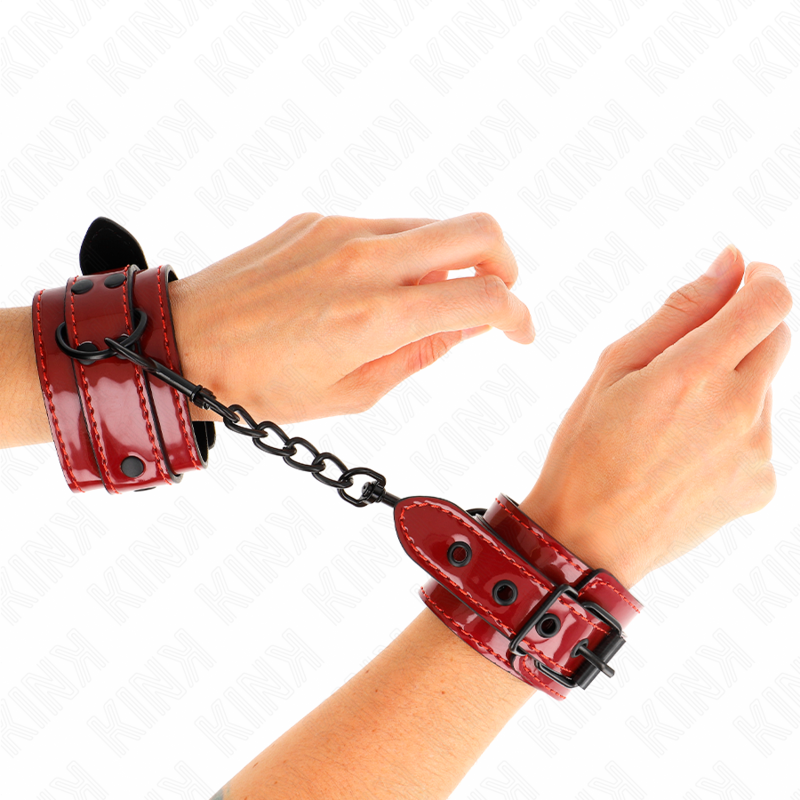 Menottes Cuir KINK Poignets Rouge Foncé 23x5cm - KINK - KINK WRIST RESTRAINT